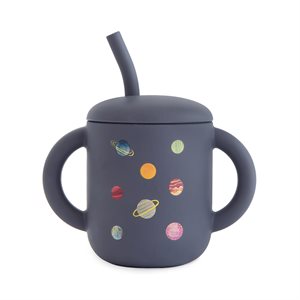 Mushie Silicone Training Cup + Straw - Planets